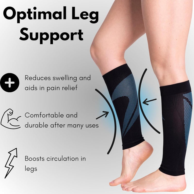 CompressionZ Calf Compression Sleeves for Men & Women | Running Shin Splint Support - Footless Socks Varicose Pain Relief - Image 2